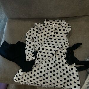 Charming Long-Sleeve Polka Dot Princess Dress for Girls